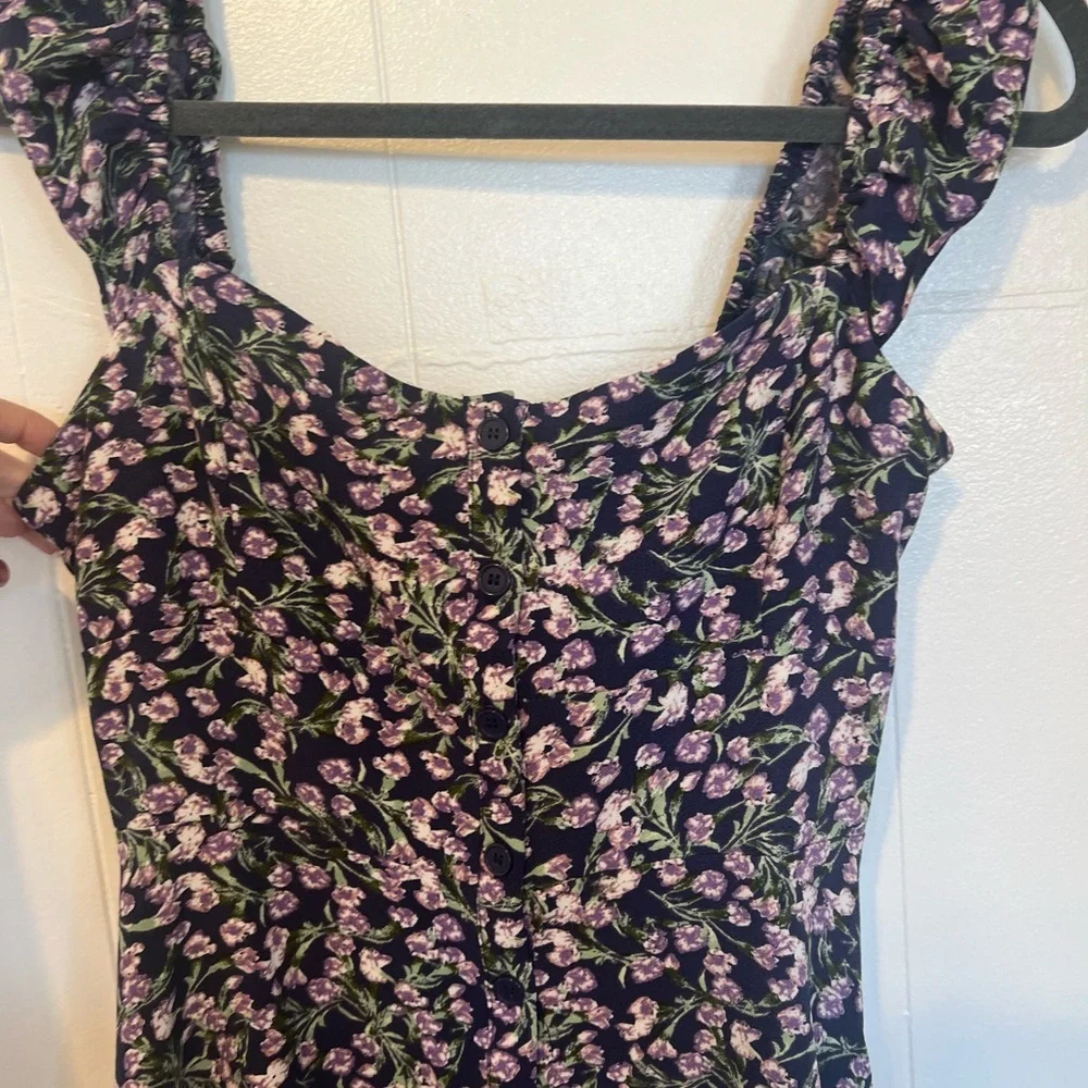 Floral Black and Purple Women's Dress - Picture 3 of 5